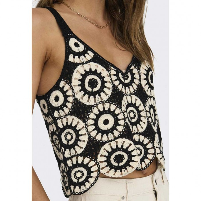 ONLY ONLYVONNE S/L TOP JRS BLACK/WHITE