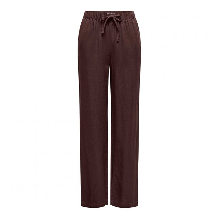 ONLY ONLGOA MW LINEN BL PULL-UP PANT CC PNT BROWN