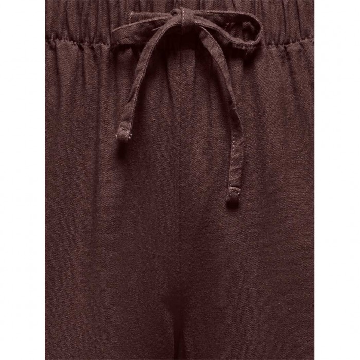 ONLY ONLGOA MW LINEN BL PULL-UP PANT CC PNT BROWN