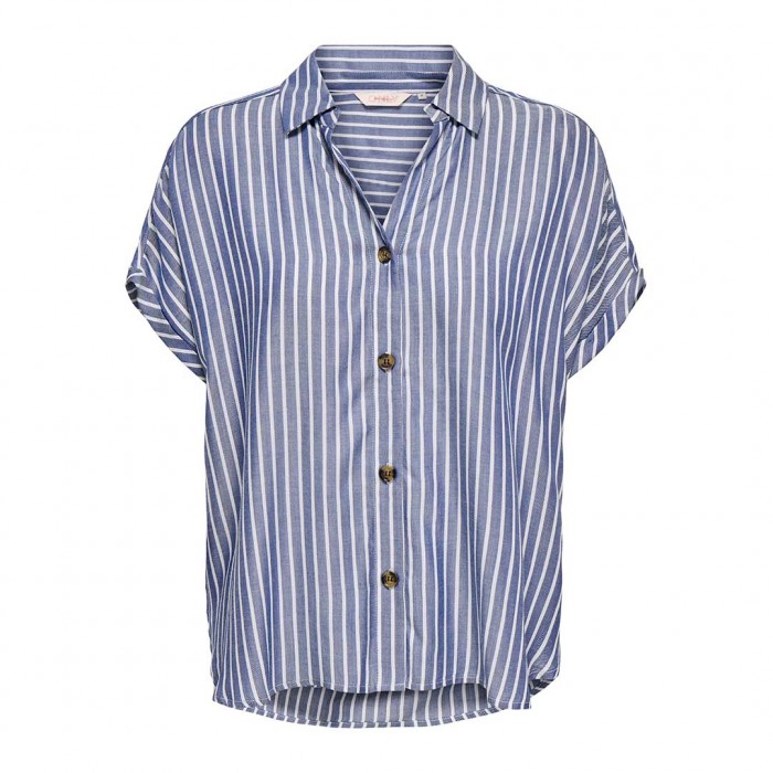 ONLY ONLGIBSI-PUORI SS V-NECK SHIRT WVN BLUE