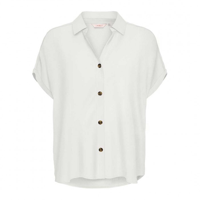ONLY ONLGIBSI-PUORI SS V-NECK SHIRT WVN WHITE