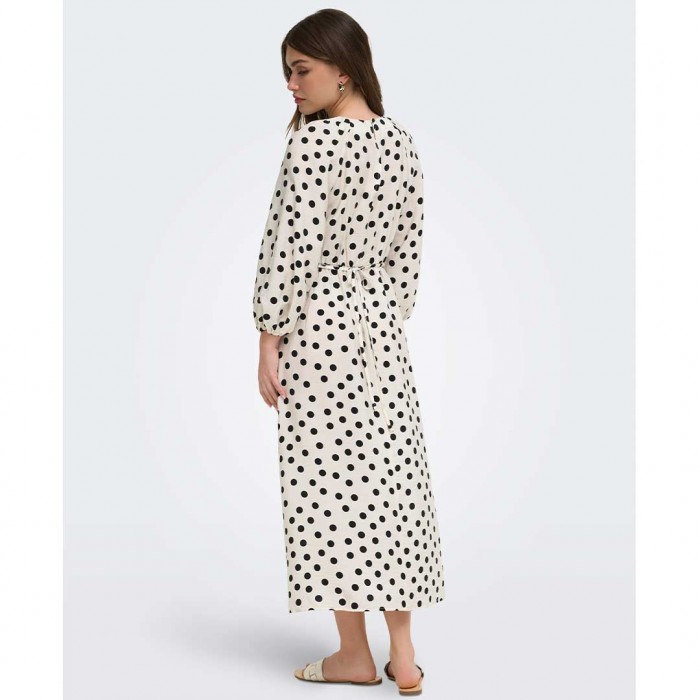 ONLY ONLMAIZEE 3/4 BELT MAXI DRESS WVN EX BLACK/WHITE