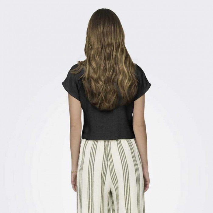 ONLY ONLSIESTA SS KNOT LIN BL SHIRT PNT NOOS BLACK