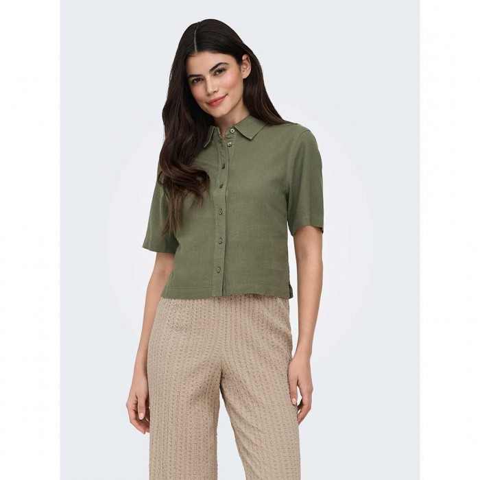 ONLY ONLGOA S/S LINEN BL SHIRT CC PNT GREEN