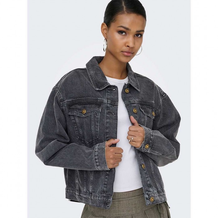 ONLY ONLHARPER LS BOXY DNM JKT SIK GREY