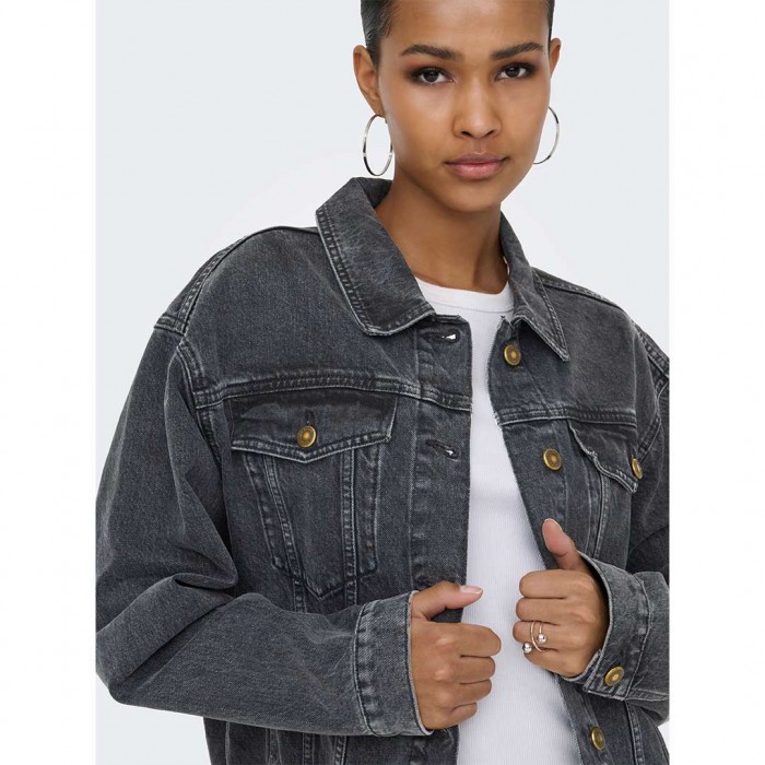 ONLY ONLHARPER LS BOXY DNM JKT SIK GREY