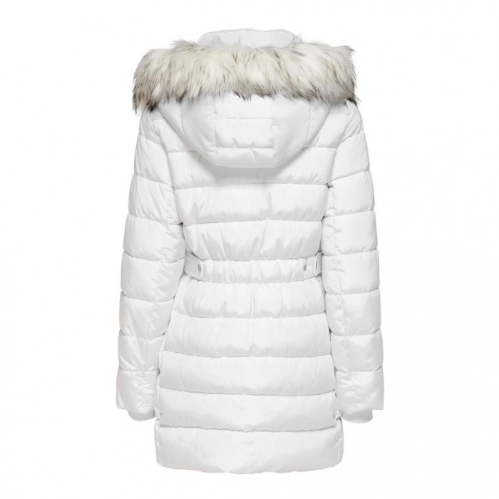 ONLY  ONLCAMILLA QUILTED FUR HOOD COAT CC OTW WHITE