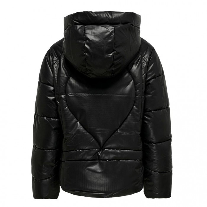 ONLY FAUX LEATHER PUFFER JACKET BLACK