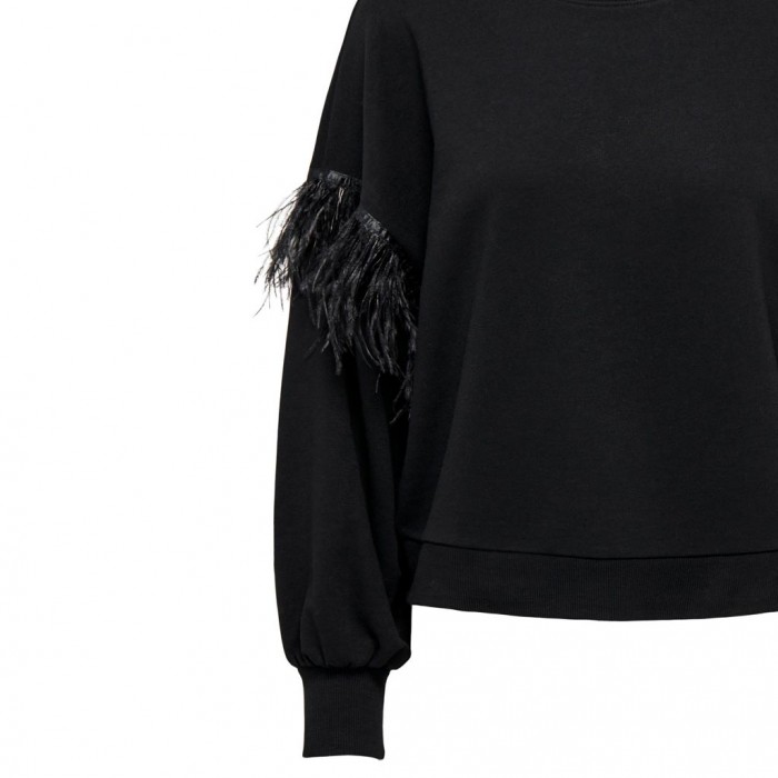 ONLY ONLFEATHER L/S O-NECK UB SWT BLACK