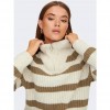 ONLY ONLLEISE FREYA LS ZIP HIGH NECK PULLOVER ECRU / BROWN