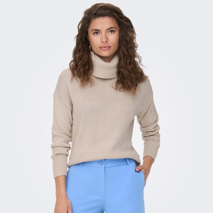 ONLY HIGH NECK KNITTED PULLOVER Grey / Pumice Stone
