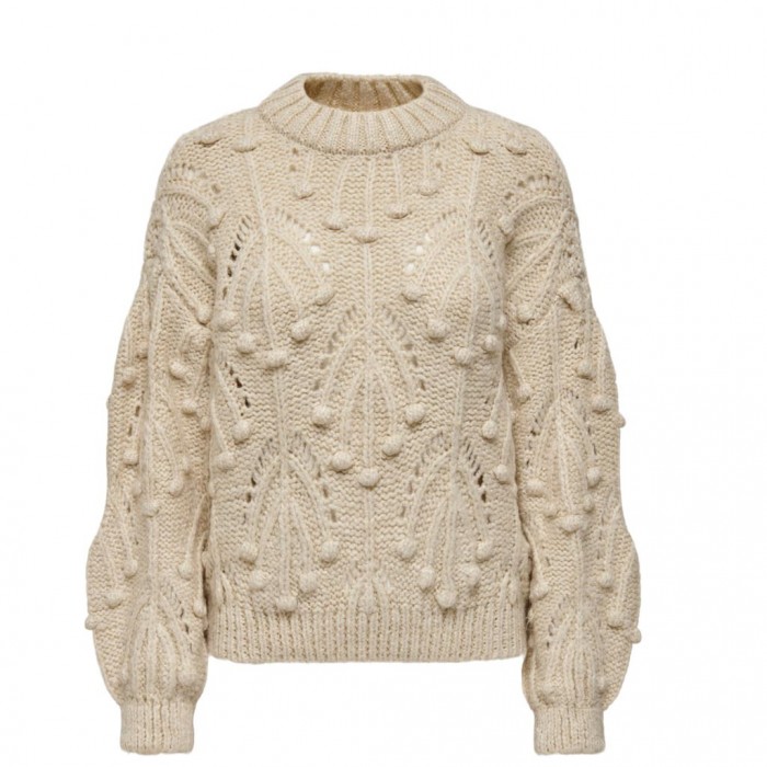 ONLY STRUCTURED KNITTED PULLOVER White / Whitecap Gray