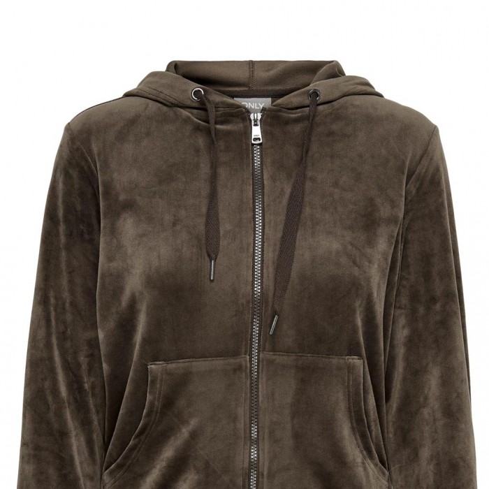 ONLY ONLREBEL L/S ZIP HOOD CS SWT BROWN