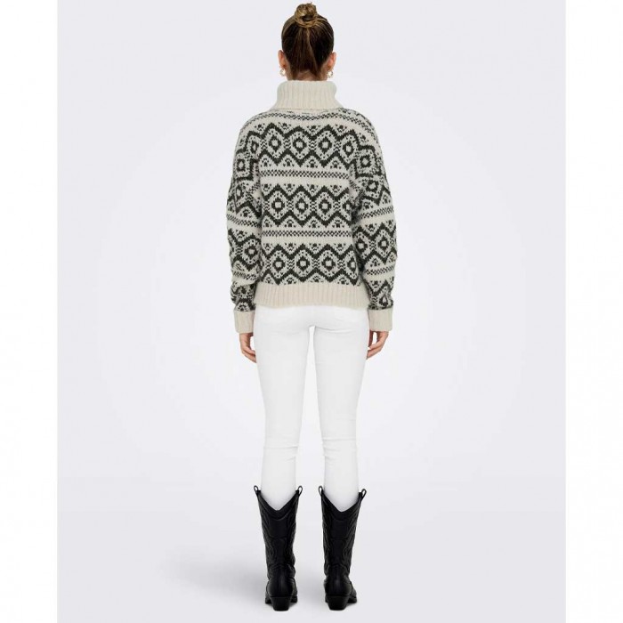 ONLY ONLCARIN LIFE LS JQ ROLL NECK KNT WHITE/BLACK