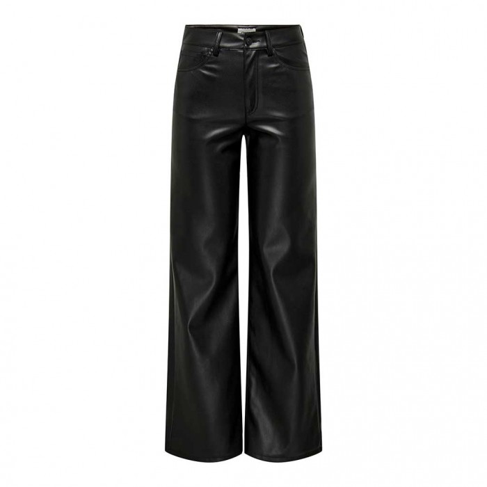 ONLY ONLMADISON LIFE HW WIDE FAUX LEATH PANT BLACK