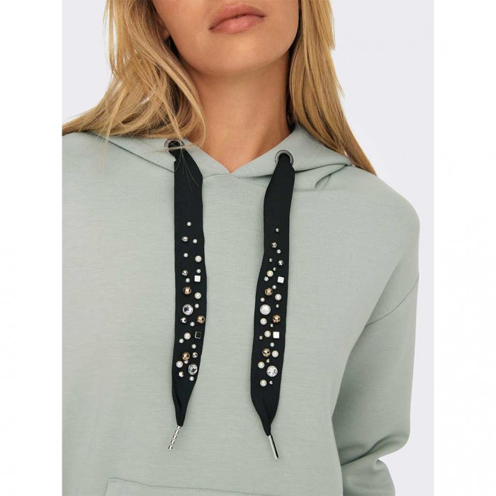 ONLY ONLFANCY L/S HOOD STRING SWT AQUA GRAY