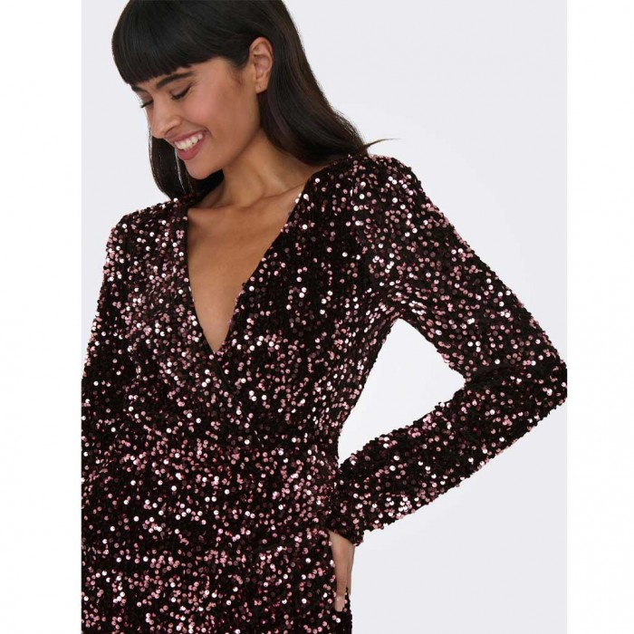 ONLY ONLANIKA WRAP SEQUIN SHORT DRESS WVN PINK