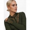 ONLY  ONLTILDE L/S HIGH NECK LACE TOP JRS NOOS GREEN