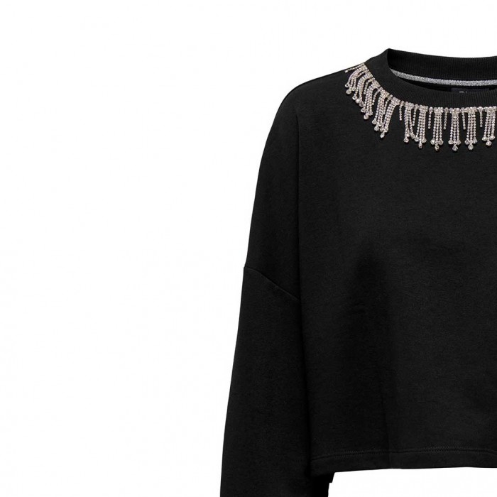 ONLY ONLRHINE L/S BLING O-NECK SWT BLACK