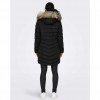 ONLY ONLELLAN QUILTED HOOD FUR COAT CC OTW BLACK