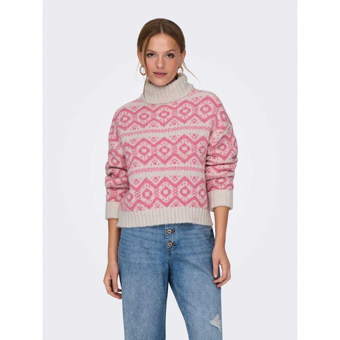 ONLY ONLCARIN LIFE LS JQ ROLL NECK KNT PINK