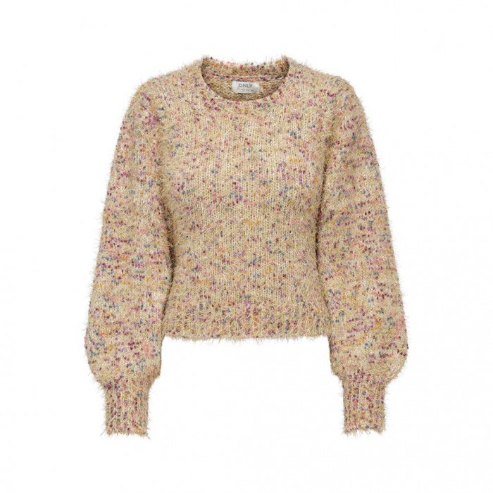 ONLY  ONLFANTASTICO LS GLITTER O-NECK KNT BEIGE