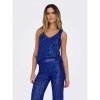 ONLY ONLANA S/L V-NECK SEQUINS TOP JRS BLUE