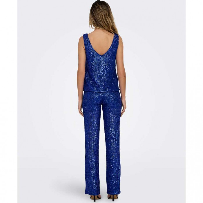 ONLY ONLANA S/L V-NECK SEQUINS TOP JRS BLUE