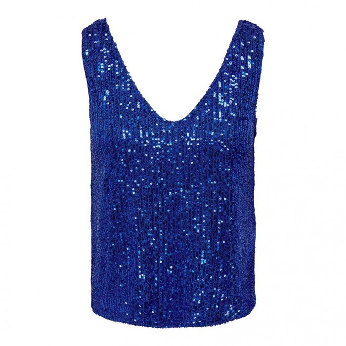 ONLY ONLANA S/L V-NECK SEQUINS TOP JRS BLUE