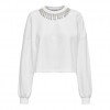 ONLY ONLRHINE L/S BLING O-NECK SWT WHITE