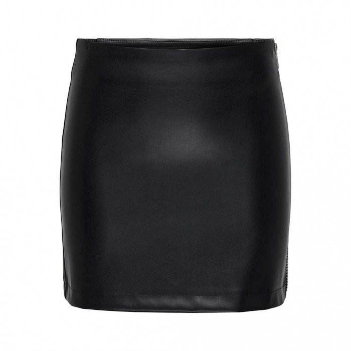 ONLY ONLMIRI LIFE MW FAUX LEA ZIP SKIRT PNT BLACK