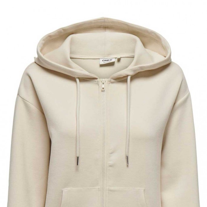 ONLY ONLFANCY L/S ZIP PEARL HOOD SWT ECRU