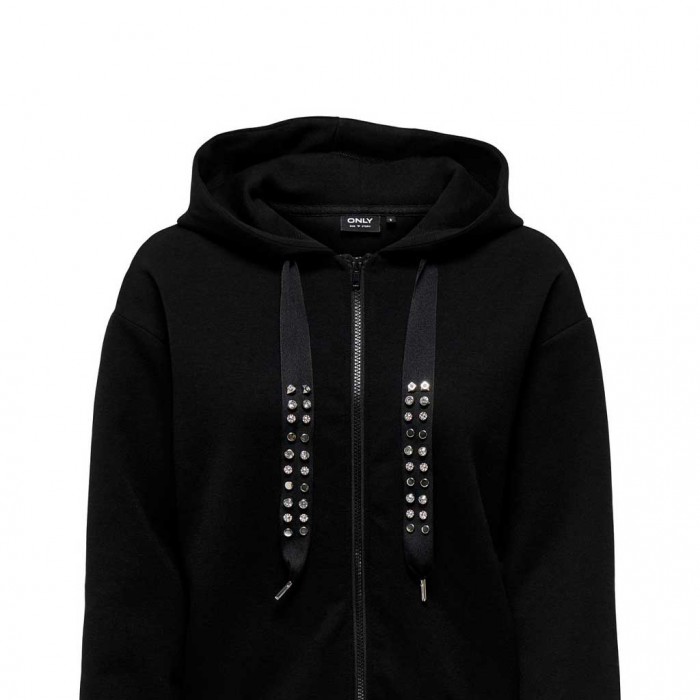 ONLY ONLFANCY L/S ZIP HOOD STRING SWT BLACK