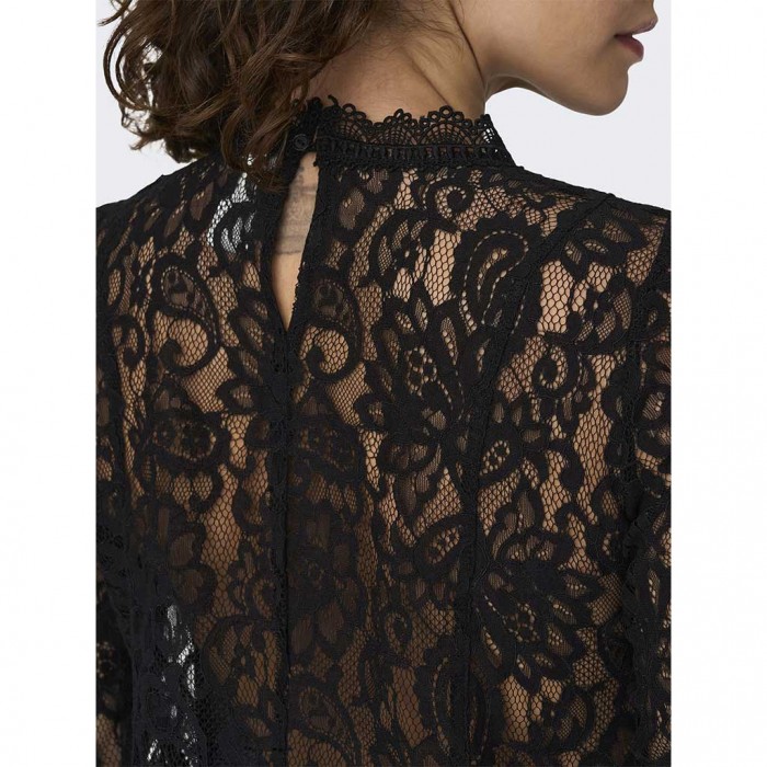 ONLY ONLNEW KARO LS LACE TOP WVN BLACK