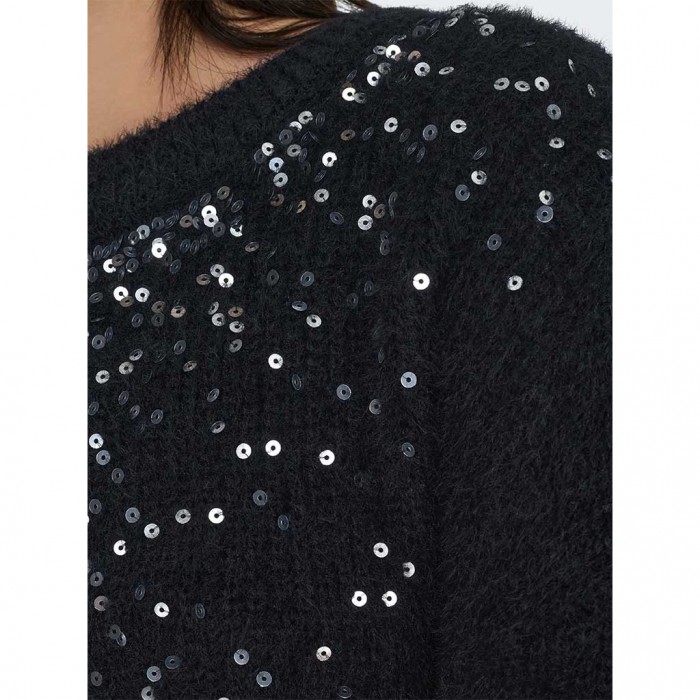 ONLY ONLCLARIS LS SEQUINS O-NECK KNT BLACK