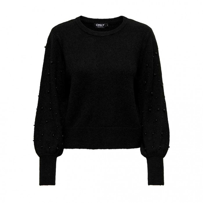 ONLY ONLKINNE LS PEARL DETAIL O-NECK KNT BLACK