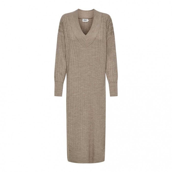 ONLY ONLNEW TESSA L/S MIDI V DRESS KNT NOOS BEIGE
