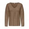 ONLY ONLKATIA LS RIB V-NECK CC KNT BROWN