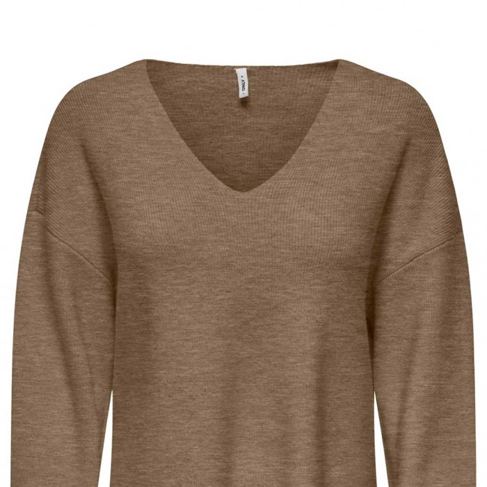 ONLY ONLKATIA LS RIB V-NECK CC KNT BROWN