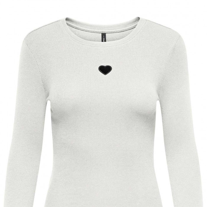 ONLY ONLCHECKIE LIFE L/S CUT OUT TOP JRS WHITE