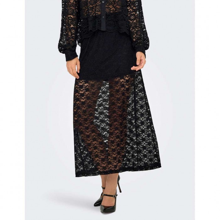 ONLY ONLCHIGO CALI LIFE LACE ANKLE SKIRT WVN BLACK
