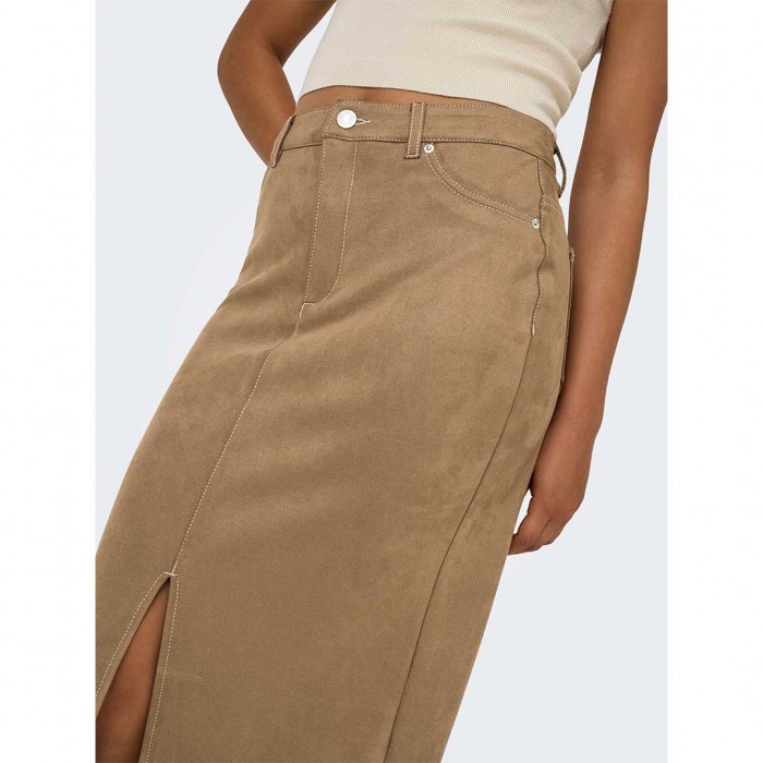 ONLY ONLSTINA LIFE MW FAUX SUEDE SKIRT CC PNT BEIGE