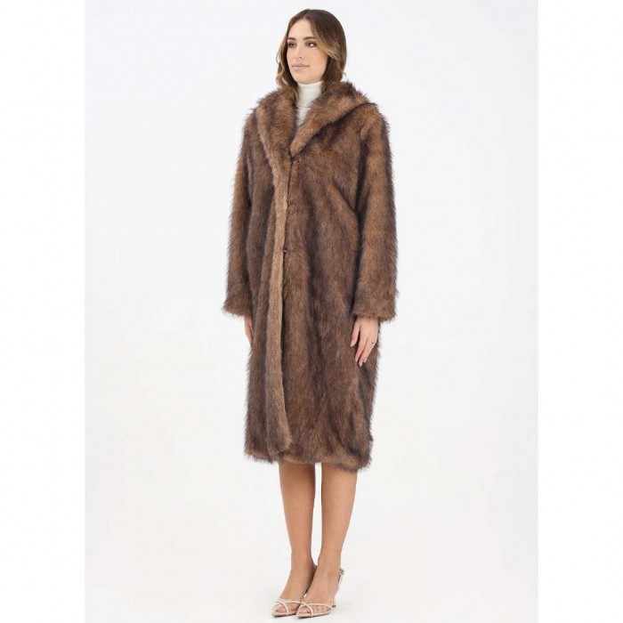 ONLY ONLDAWN LIFE LONG FAUX FUR COAT OTW BROWN