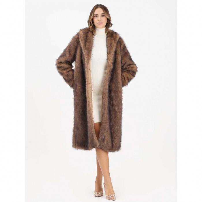 ONLY ONLDAWN LIFE LONG FAUX FUR COAT OTW BROWN