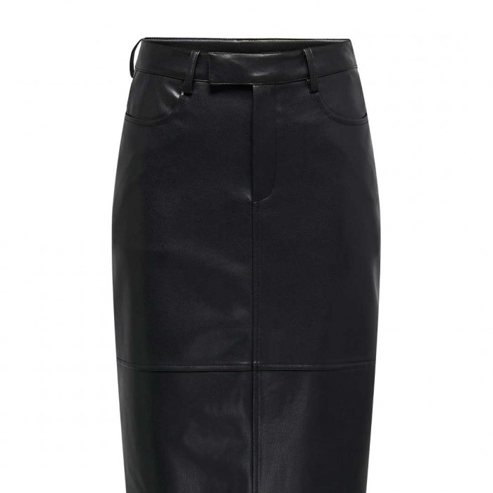 ONLY ONLVERONA FAUX LEATHER LONG SKIRT CC OTW BLACK