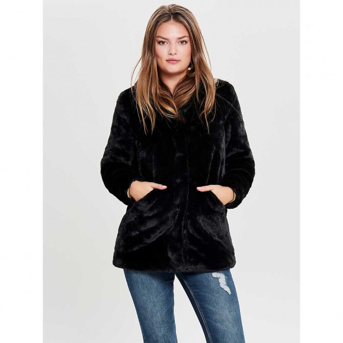 ONLY ONLVIDA FAUX FUR COAT OTW BLACK