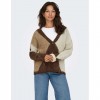 ONLY ONLNOEME JQ LS LIFE CARDI V-NECK KNT BROWN/ECRU