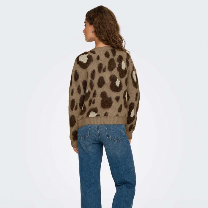 ONLY ONLEDELIE LIFE LS JQ CARDI V-NECK KNT BROWN