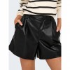 ONLY ONLSMOOTH HW FAUX LEA SHORTS CC PNT BLACK
