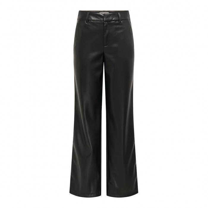ONLY ONLSMOOTH MW WIDE FAUX LEA PANT CC PNT BLACK